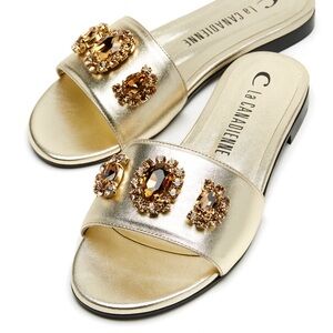 La Canadienne Fleurjewel Leather Sandals